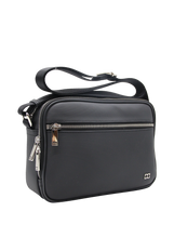 Charger l'image dans la galerie, Dartan - Sac reporter mono bandoulière en synthétique garni cuir de vachette noir