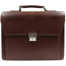 Charger l'image dans la galerie, Bourne - Serviette 3 soufflets en croûte de cuir de vachette et synthétique